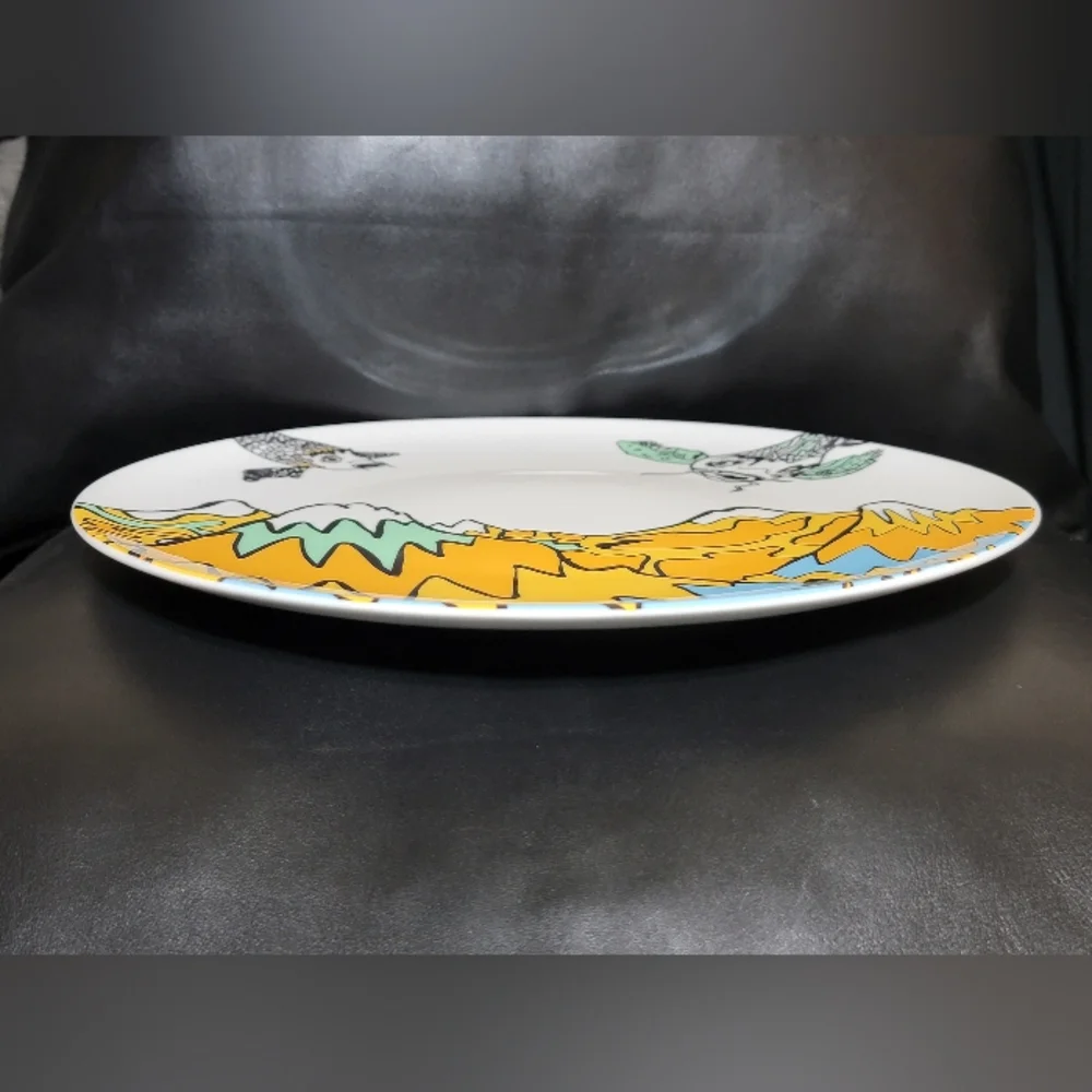 IKEA Sweden Flying Koi Fish Over Mountains 11” Dinner Plate 23102 Made in Poland